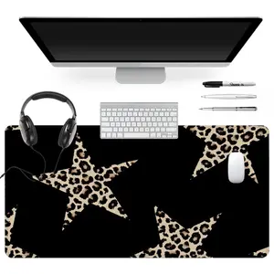 Extra Large Black Leopard Star Mouse Pad Stylish Gaming Mouse Pad 35x16 Inch Computer Keyboard Mousepad Suitable for Families, Offices and Schools. Perfect Gift for Family Members and Friends Desk Accessories