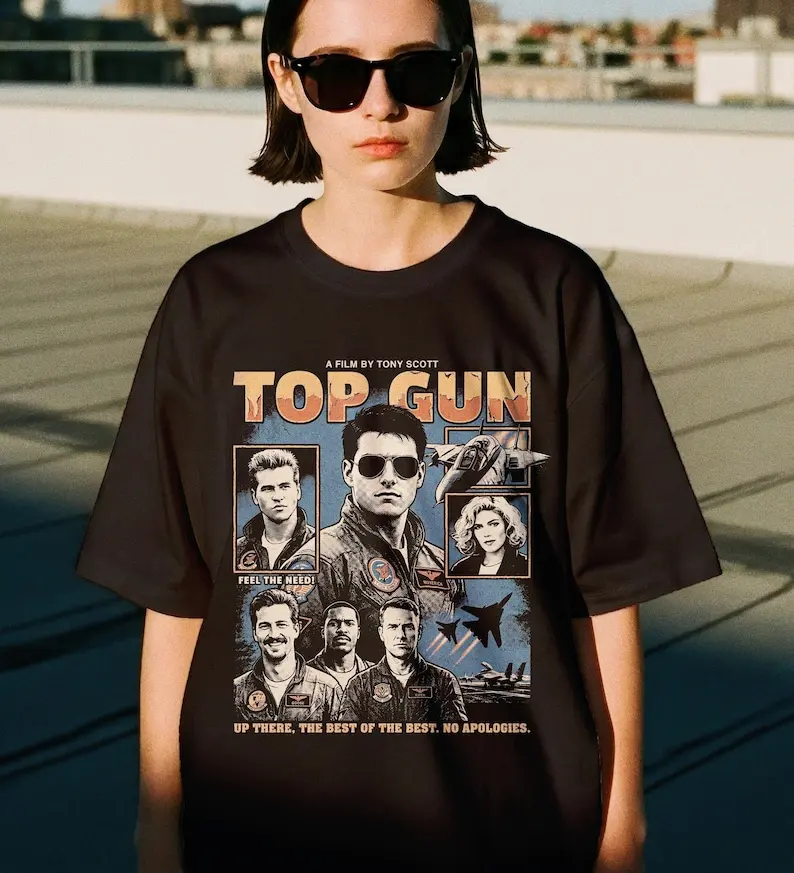 [Sale off up to 50%] Top Gun 1986 Graphic Tee, Maverick Iceman Goose Ensemble Shirt, Tony Scott 80s Film, Feel The Need, 40th Anniversary Gift, Graphic Streetwear T-shirt