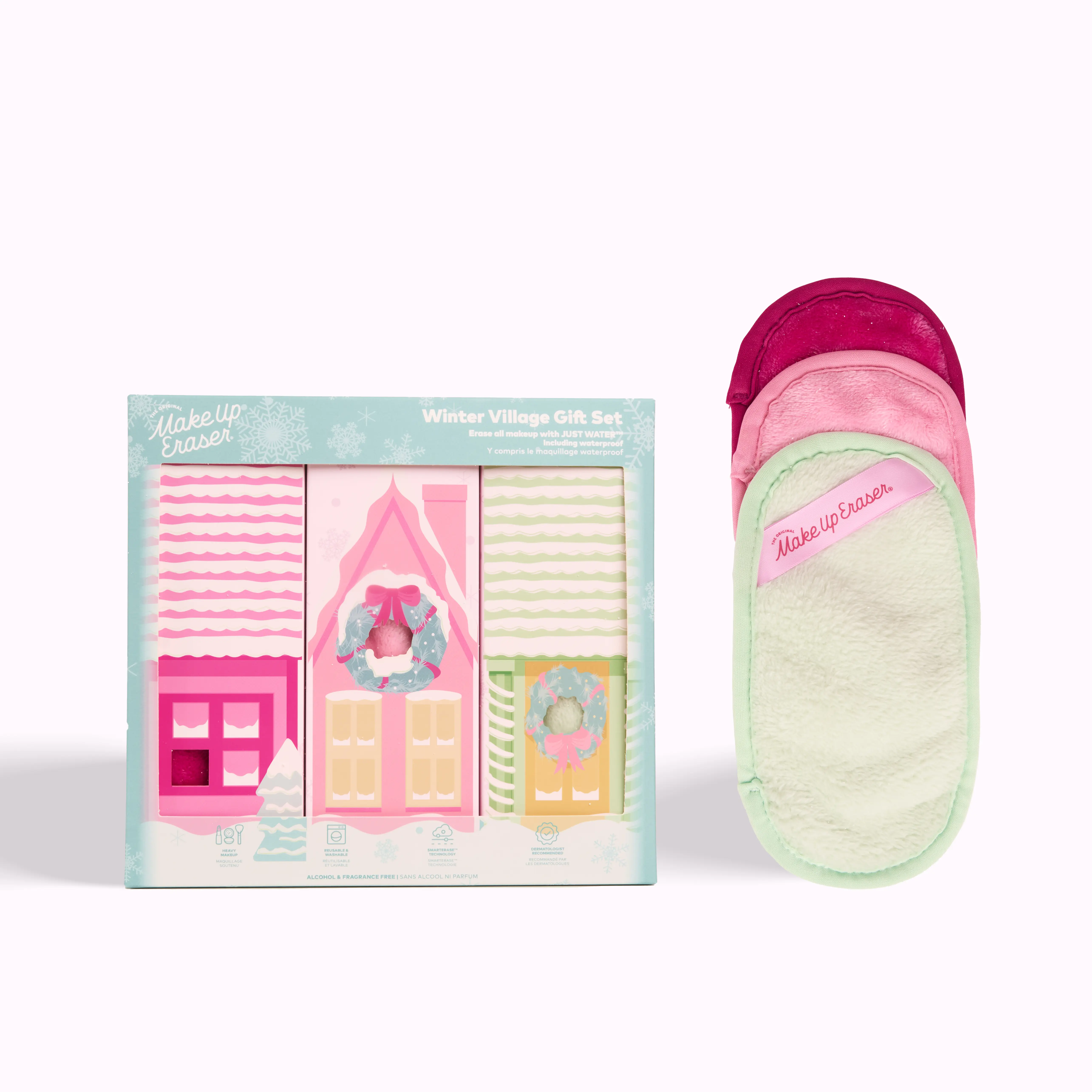 MakeUp Eraser Winter Village Collection - Erase Makeup with JUST WATER, Reusable & Machine Washable Makeup Remover