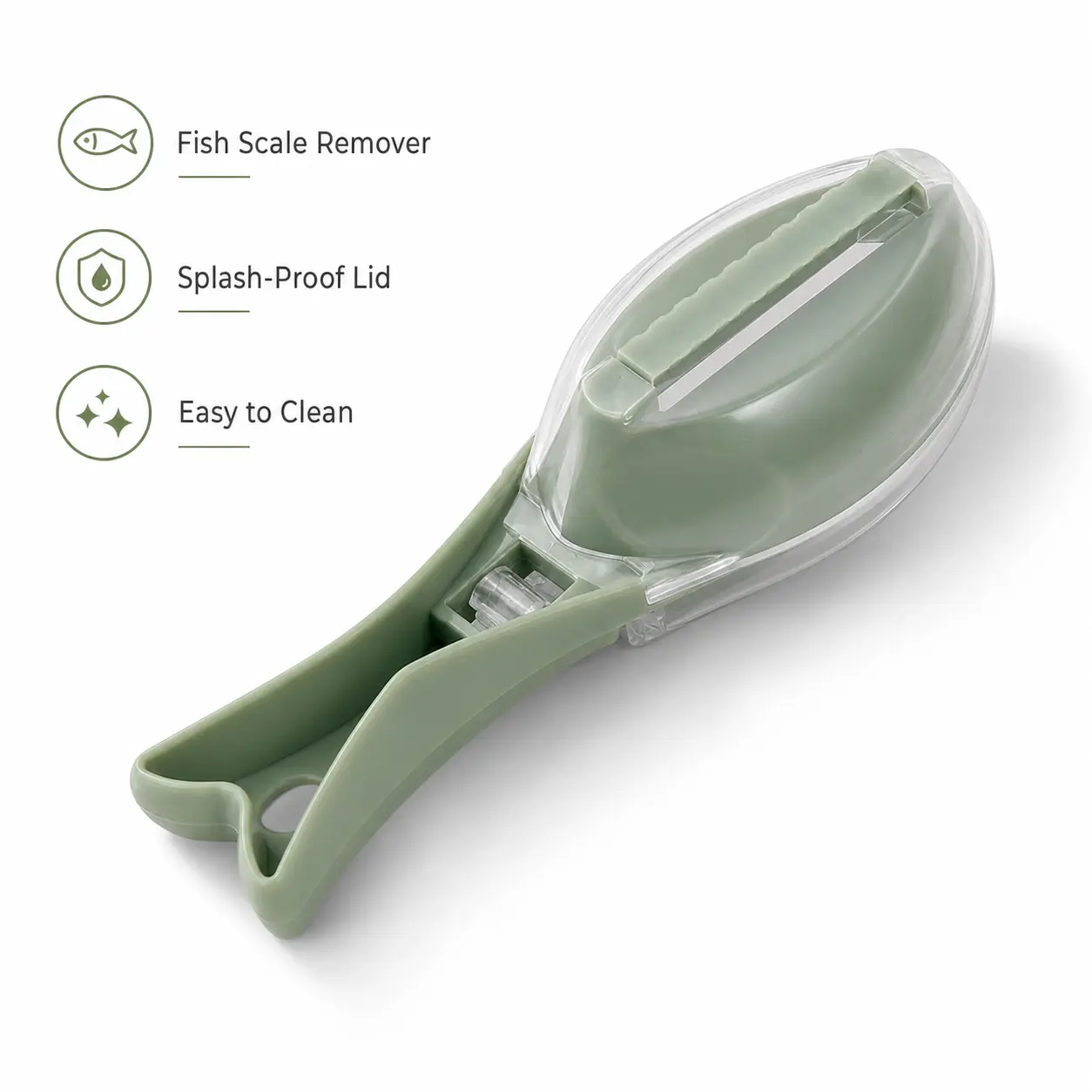 Fish Shaped Fish Scale Scraper with Transparent Cover, Prevent Scales Splashing, Easy to Clean for Home Kitchen Seafood Processing