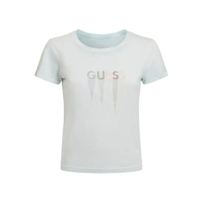 Guess Women T-Shirt Green Short Sleeves Round Neck