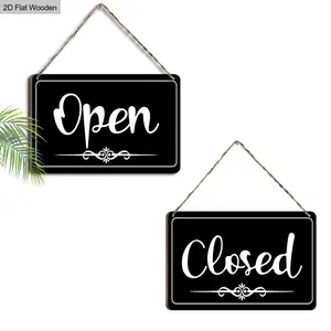 Wooden Hanging Sign, 1 Count Open Closed Sign, Decorative Hanging Sign for Home Office Restaurant, Hanging Decor for Home Office Restaurant, Novelty Decor