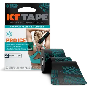 KT Tape Pro Ice™ Kinesiology Therapeutic Tape for Pain Relief & Support - Menthol Infused, Dual Action Cooling, 20 Precut Strips, All Seasons - Work Out