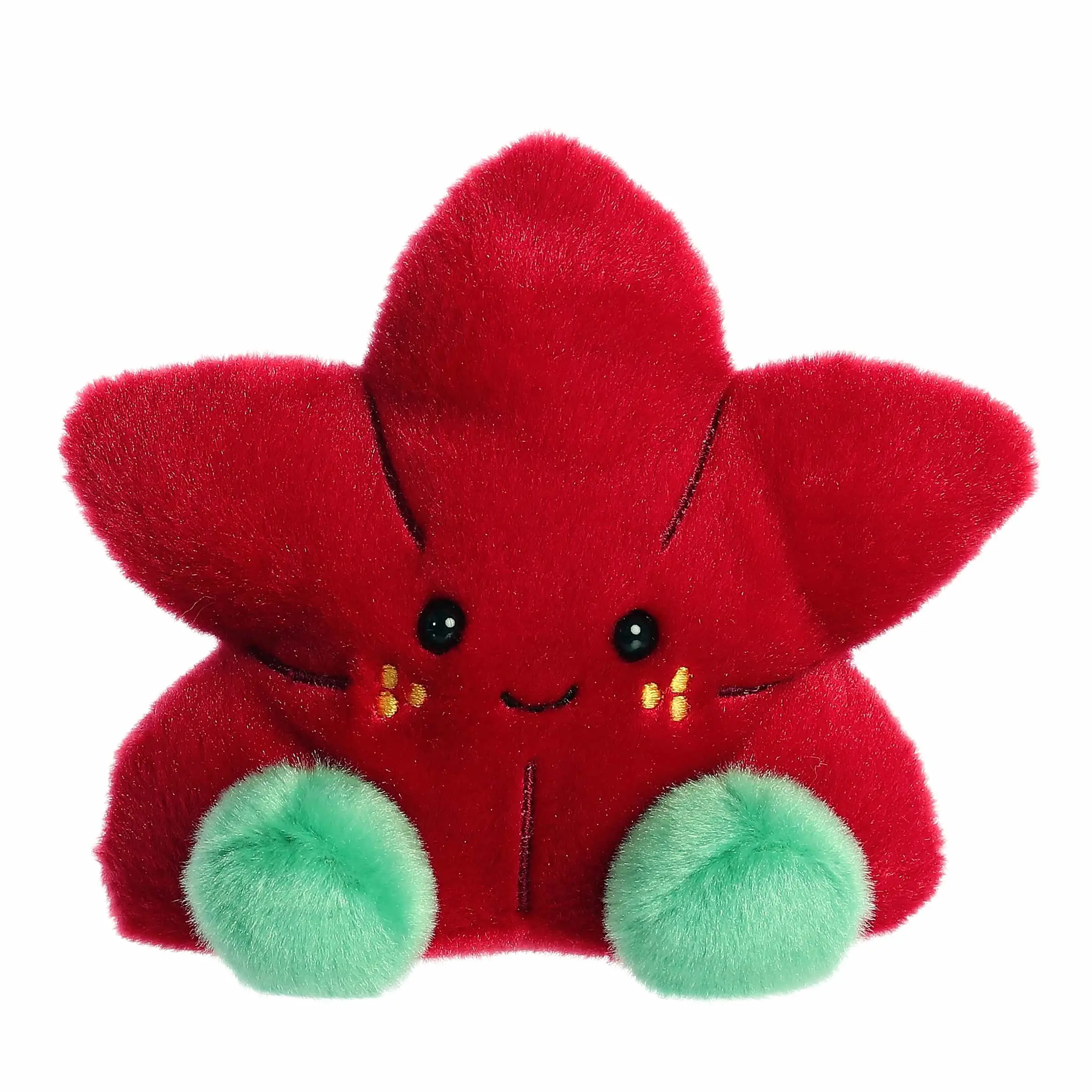 Palm Pals Festive Carmine Poinsettia 5 inch Red Mini Soft Plush Collectable Stuffed Animal