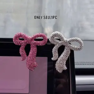New Arrival Clay Mud Rhinestone Bow Car Interior Sticker Girly Car Accessories Decoration DIY Perfect Gift for Goddess Style