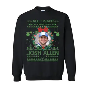 All I Want for Christmas Is Josh Allen Sweatshirt - Hoodie - TShirt, 17 Football Shirt, Football Game Day Shirt, Sports Fan Christmas Pullover