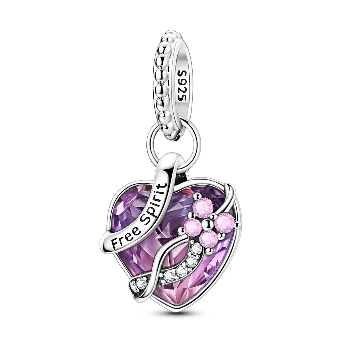 MULA Butterfly Dangle Charm in 925 Sterling Silver, Exquisite Flower Pendant with Pink Crystal and Zircon, Collectible Jewelry for Women, Valentines Day or Birthday Gift, Exquisite Trendy Pendant, Collectibles, Charms & Pendants, Basic