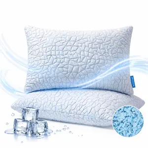 Cooling Pillow , Adjustable Bed Pillows, Luxury Shredded Memory Foam Pillows ,Soft Yet Supportive Firm Pillow for Side,Back,Stomach Sleepers,Gifts for Hot Sleeper