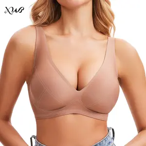 XWB Womens Comfortable Wireless Jelly Bras Bralettes Tshirts Bras Deep V Everyday Bras plus size bra Plunge Bralette Comfortable support