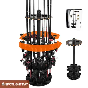 KastKing V16 Fishing Rod Rack With Rotating Base AND KastKing White Patented V15 Vertical Fishing Rod Holde- Fishing Pole Rack Holds Up to 15 Fishing Rods or Combos, Lightweight and Durable ABS Construction, Space-Saving Fishing Rod Holders SummerVibes