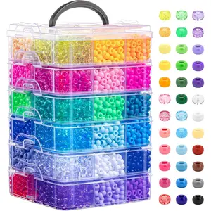 7000 count Pony Beads Bulk, 36 Assorted Colors 6x9mm Kandi Beads Bulk for Bracelets  Making Hair Braiding Craft Christmas Gifts (4LB, Shockproof Packaging)