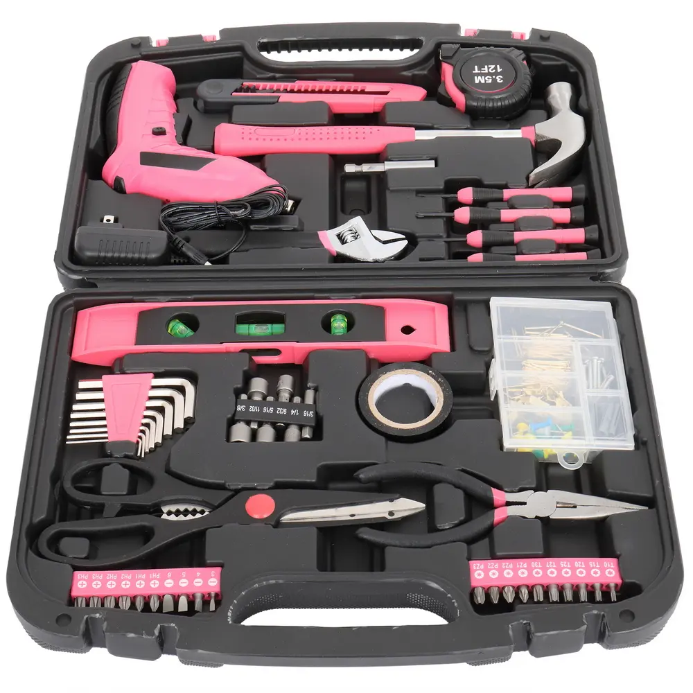 149Pcs Home Repair Tool Kit, Household Hand Tool Set With 3.6V Cordless Screwdriver, Pliers, Hammer, Wrenches, Tape Measure, Blow Molded Case For Home Workshop DIY Maintenance