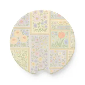 Pastel Patchwork Floral Car Coaster Soft Vintage Cup Holder Insert for Cottagecore Garden and Spring Car Decor Cutecore accessories
