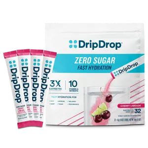 DripDrop Zero Sugar Cherry Limeade Electrolyte Powder, 8 oz sticks, 32 count