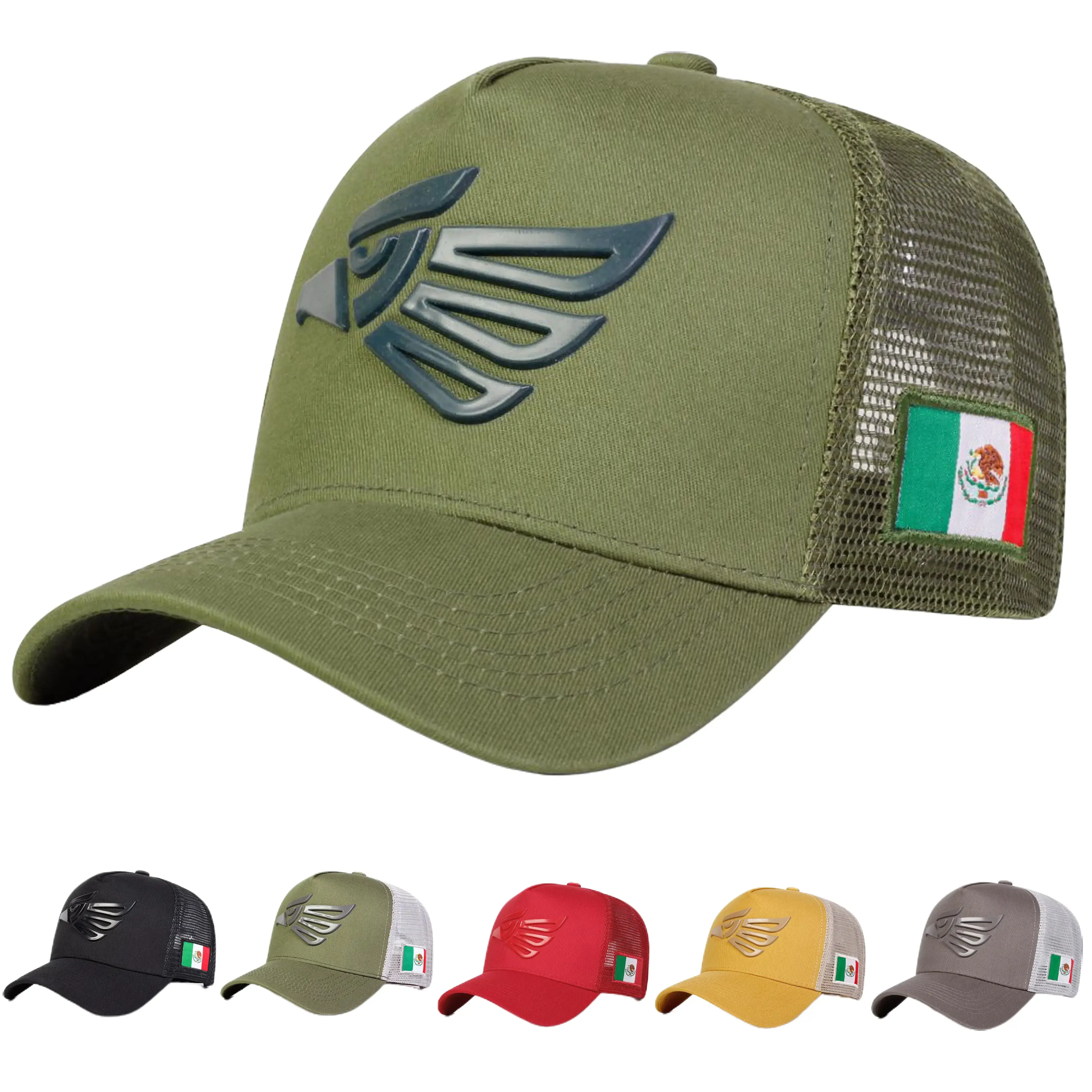 2026 NEW Unisex Mexican Eagle Label Baseball Net Caps Sunscreen Hat Snapback Trucker Hats Black Snapback Spring Summer Outdoor Adjustable Casual Hats Dad Hat baseball cap Polyester Caps Personalized Dad Hat
