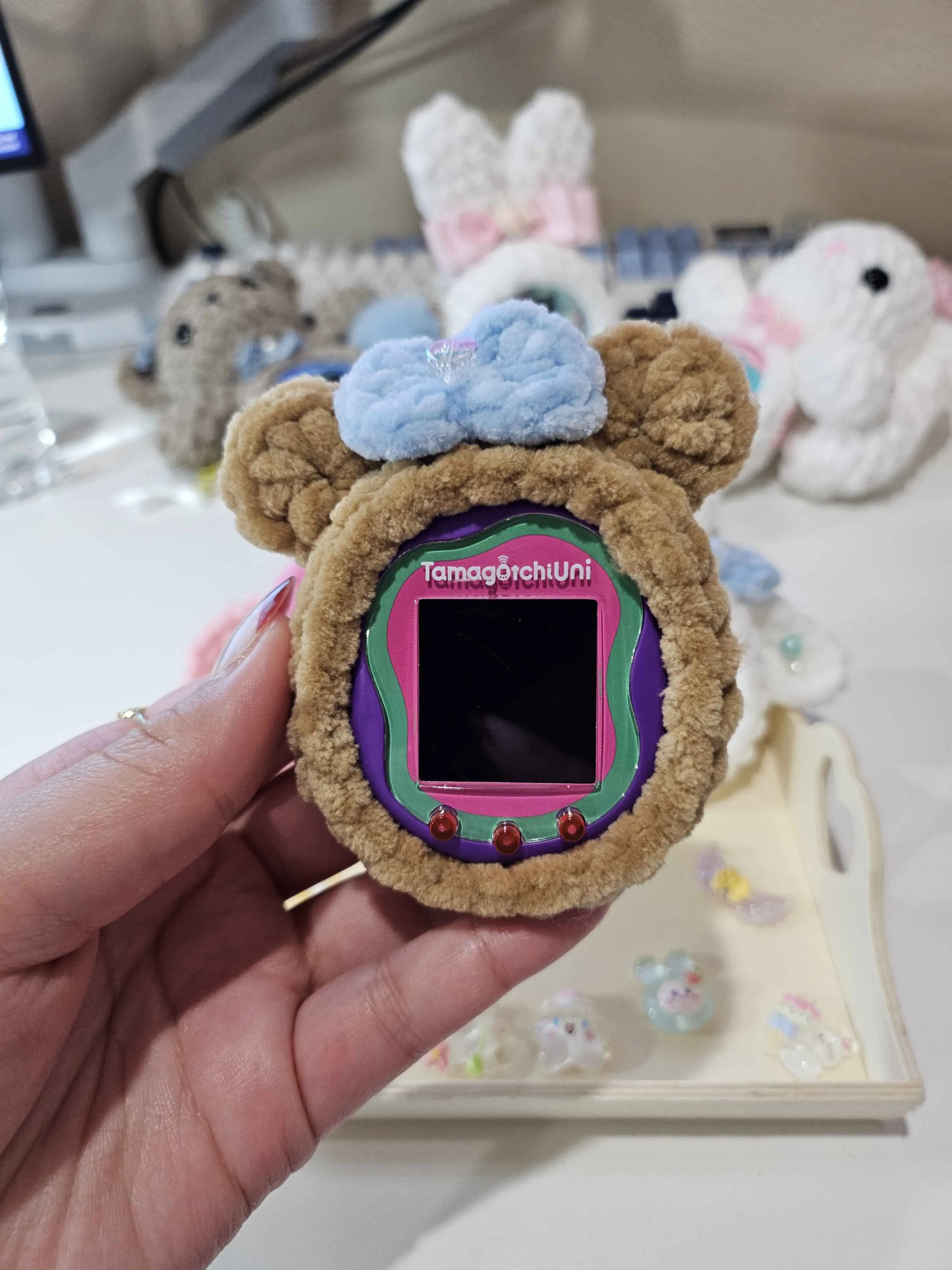Handmade Crochet Tamagotchi Uni Paradise Cover Case Bear Bunny Unique Design for Tamagotchi Fans