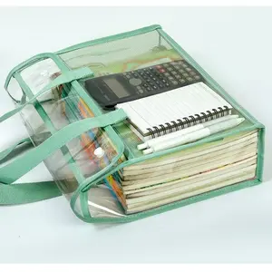 Handheld Transparent Document Bag Clear Plastic Carrying Caddy
