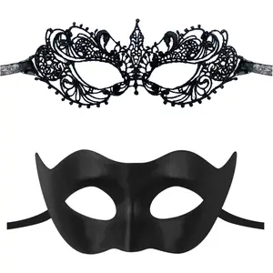 Couple Masquerade Lace Mask Set, Fit for Women and Men Venetian Halloween , Specially for Costume, Mardi Gras