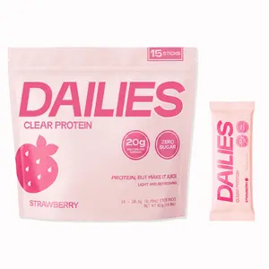 Dailies Clear Protein - 20g Premium Whey Isolate - Fresh Variety of Flavors - 15 Stick Packs - 0g Sugar - 0g Lactose - 0 Foam