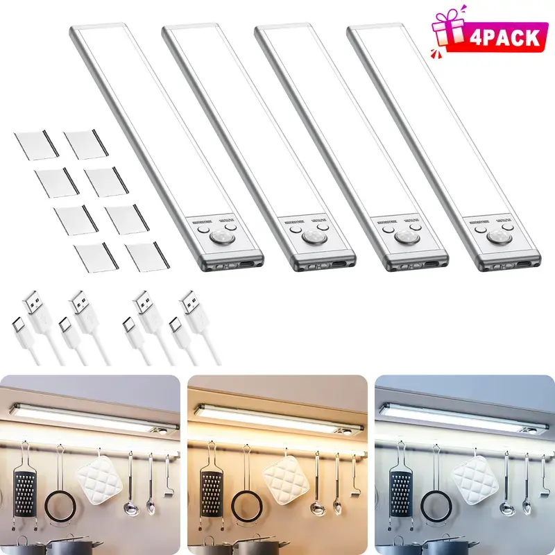 Under Cabinet Lights,Motion Sensor Night Light Indoor,1500mAh USB Rechargeable Light,Magnetic Installation Dimmable Lights for Kitchen,Wardrobe,Pantry, Closet,Bathroom,Stairs,Sink Cabinet,Garage,#Deals for You Days