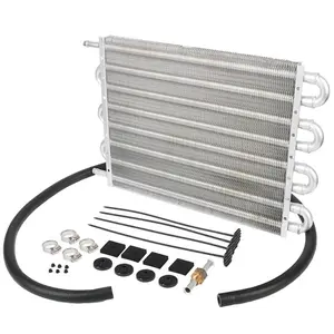 Car Oil Cooler, 4/6/8 Row Heat Sink Engine Oil Cooler, 1 Set Universal Car Condenser with Rubber Tube & Accessories, Car Exterior Accessories