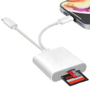 iPhone and iPad SD Card Reader, Dual Lightning and USB-C Interface, Supports SD/microsd Cards, High-Speed Camera Viewer, Plug-And-Play, Usb C Adapter