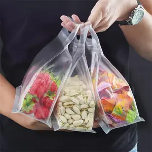 Reusable Food Storage 10pcs Frosted EVA Material Leakproof Stand Up Bags for Fruits Vegetables Fresh Preservation Kitchen Organizer Containers