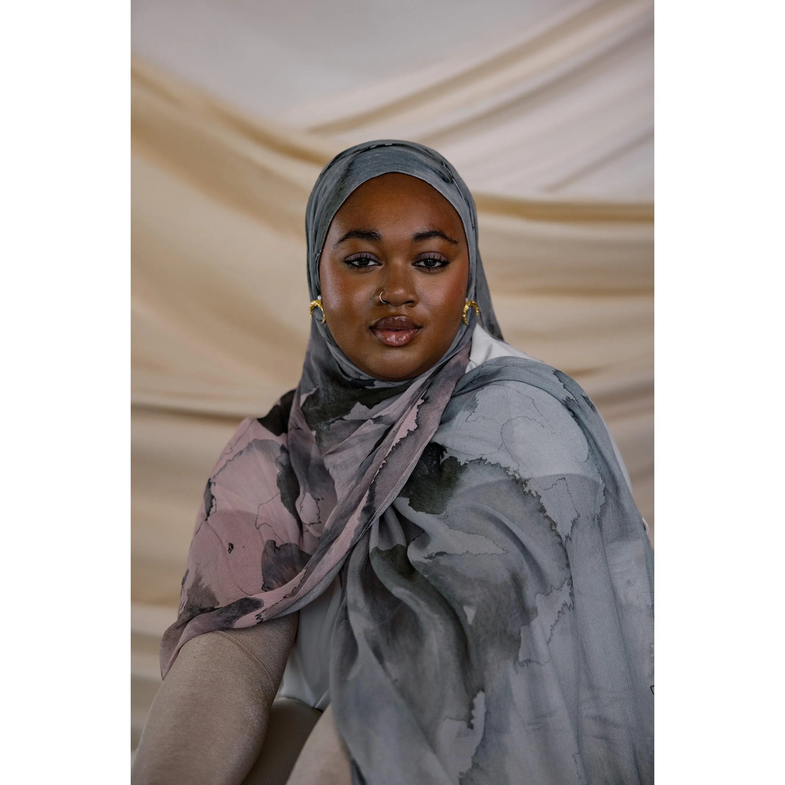 VELA Watercolor Stone Print Modal Hijab