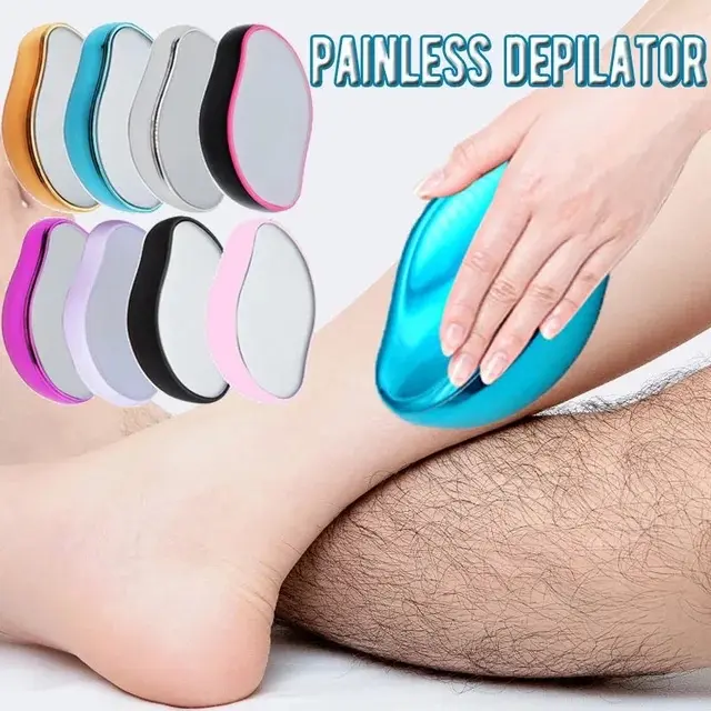 Crystal Glass Hair Removal Eraser, Painless Body Facial Epilator, Reusable Body Care Tool with Easy Cleaning for Physical Depilation & Hair Trimming