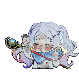 Sleepy Frieren Mage Elf Holographic Anime Sticker