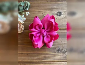 LRC Raspberry Rose Solid Color, 2in1 Stackable Ribbon Hair Bow