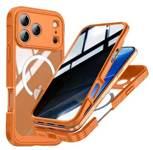 [Free!!Ship!] Magnetic Privacy Transparent Case for iPhone 17 Pro Max 16 15 Plus , Privacy Screen Protector, Military Grade Protection, Magsafe Shockproof Phone Cover