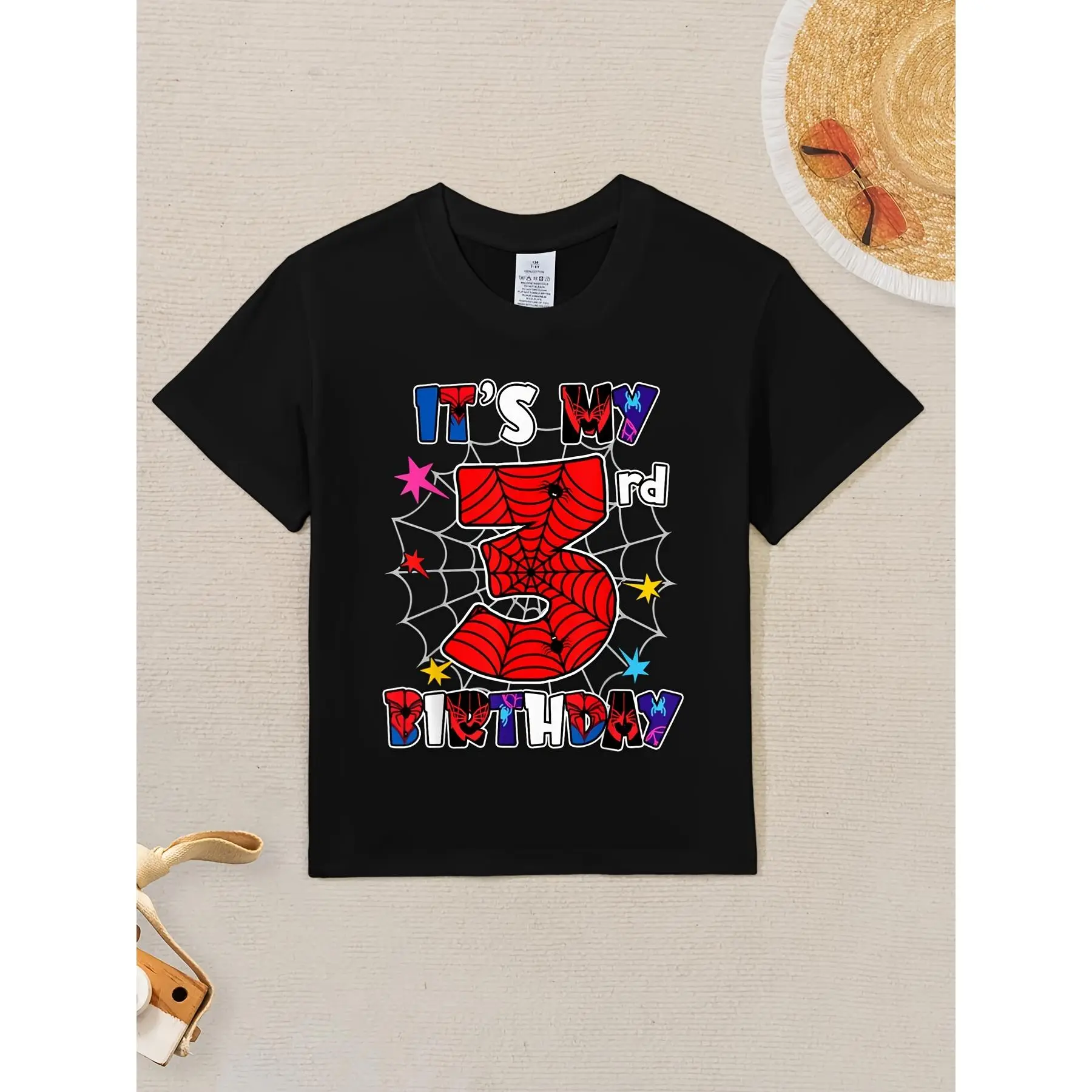 Birthday Party Spider Outfit Its My 3rd Birthday 3 Year Old Funny Awesome Graphic Kid TShirt Casual Kid T Shirts Trending Tops Tees for Kid