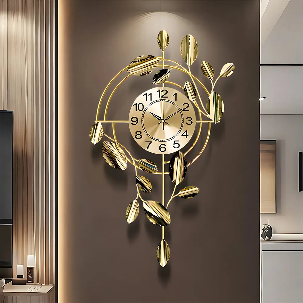 Metal Wall Clock Decorative 3D Metal Wall Art Clock For Living Room Bedroom Creative Modern Big Wall Clock Decor With Silent No-Ticking 29.5 X 17.3inch