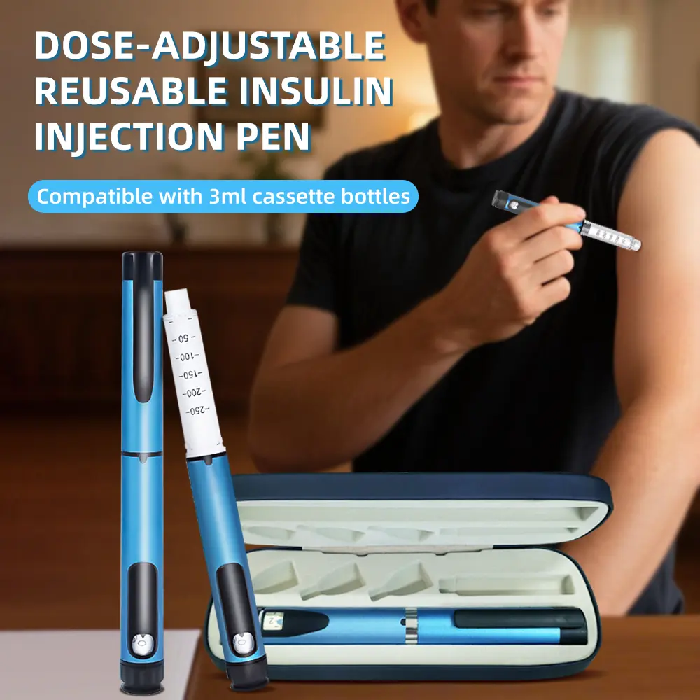 Reusable Insulin Pen Injector – Accurate 0.01ml Dose Adjustment with Bidirectional Dial, Clear Visual Dose Window, Audible Click Feedback, Metal Body, Compatible with Standard 3ml Cartridges (Device Only, Needles & Medicine Not Included)