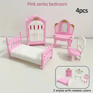 Miniature Dollhouse Playhouse Kitchen Bedroom Bathroom Set, 1:12 Scale Furniture & Accessories Toys, Perfect Gift for Girls Role Play Games, Miniature Cooking Set, Kitchen Pretend Play Set