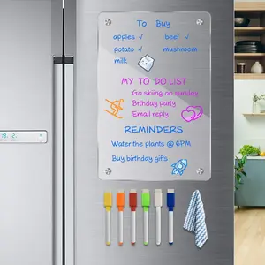 8"x12"   Dry Erase Board for Fridge, Clear   Calendar for Refrigerator,Includes 6 Dry Erase Markers(Clear Blank)