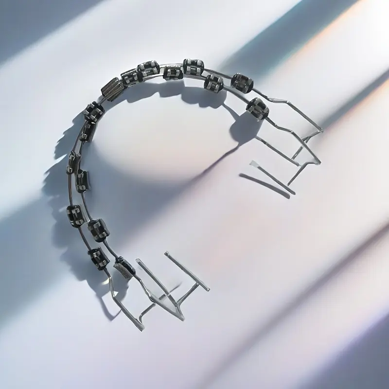 Educational Orthodontic Braces Demonstration Model with Archwires and Metal Brackets for Teaching Dental Students and Orthodontists Oral Use oral use stainless steel temporary veneer metal dental brace