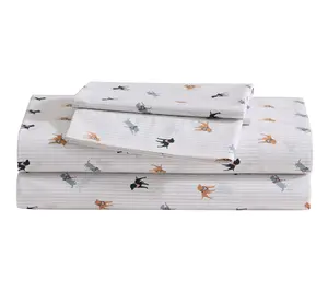 Eddie Bauer Buddy Scarves & Stripes Cream Cotton QN Sheet Set