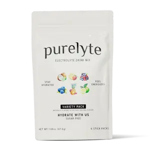 Purelyte Electrolyte Drink Mix – Sugar-Free Hydration Powder Packets – Variety Sampler, 6 Sticks (Blue Raspberry, Coconut Lime, Strawberry Lemonade, Mixed Berry, Lemon Lime, Fruit Punch)