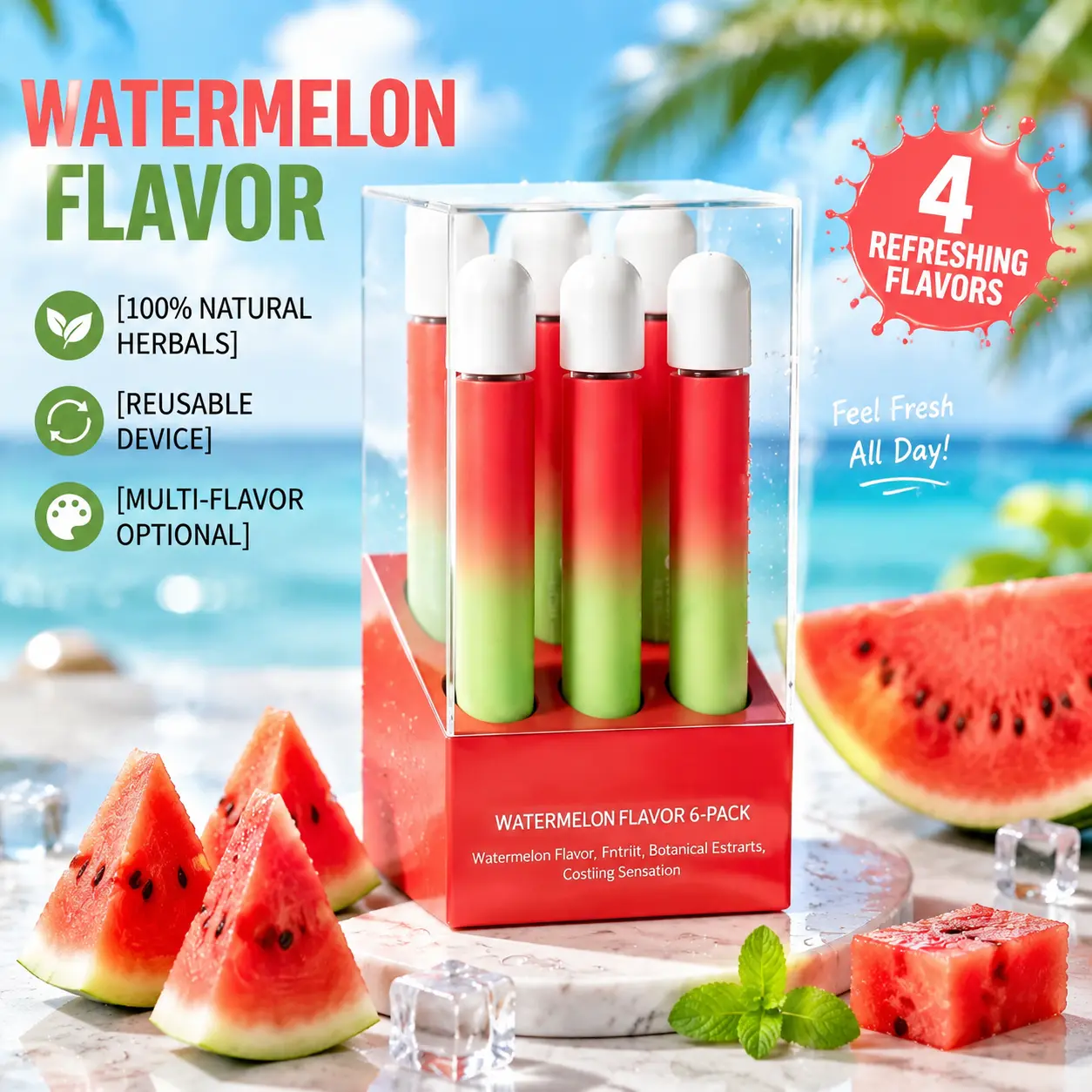Nasal inhaler stick: instant breath freshening, odor-neutralizing inhaler, 4 flavors available, pocket-sized, convenient to carry