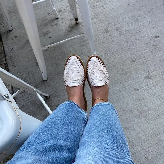 Off White Huarache Mules - Mexican Huaraches - Mexican Artisanal Sandals - Leather Sandals for Women - Gift for Her