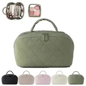 New Large Capacity Portable Makeup Bag, Travel Cosmetic Brush Storage Pouch, High-End Washroom Toiletry Bag, Handheld Beauty Organizer, Cosmetics OrganizerGift