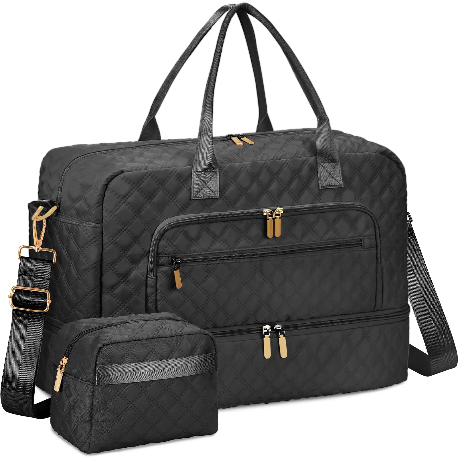 Large Women Travel Duffle Bag,Travel Essentials,Weekender Overnight Bag with Wet Pocket & Toiletry Bag,Hospital Bags Set,Carry On Overnight Bag, Gym Duffel with Wet Pocket,Hospital Bag for Mom
