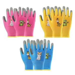 2Pairs Kids Gardening Gloves | Soft, Non-Slip & Waterproof | Rubber Coated Work Gloves for Outdoor Play & Yard Work
