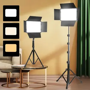 LED Video Lighting Kits , with 63 inch Extendable Tripod ，10 inch Led Video Panel Light for Video Photography, Streaming, TikTok, Zoom, Vlogging