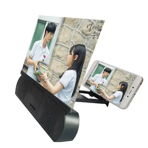 10-Inch HD Acrylic Mobile Phone Screen Magnifier with Foldable Rubber Lazy Stand, Adjustable Durable Eyesafe Landscape Mount, Bluetooth Speaker, Universal Accessory for Smart Phones & Tablets