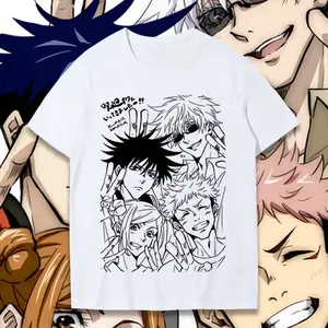 Jujutsu Kaisen Gojo & Trio Anime Tee Manga Sketch White T-Shirt 100% Premium Cotton Unisex Streetwear JJK Megumi Yuji Nobara Merch Top