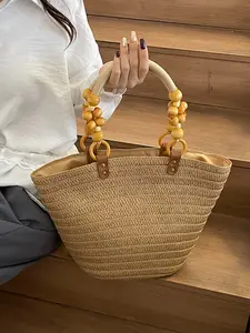 Fashion Large Capacity Woven Tote Bag, Ideal for Beach Vacations, One Shoulder Underarm Straw Design, Durable & Stylish Accessory, Trendy Tote Bag, Summer Beach Bag, Fashionable Tote Bag