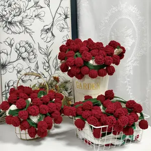 Crochet Flowers Bouquet Blanket, Handmade Rose Blanket, 24-43Inch Round Floral Soft and Lightweight Romantic Gifts for Birthday, Wedding, Home Decor, Bed, Sofa-Finished Product，Mother's Day gift
